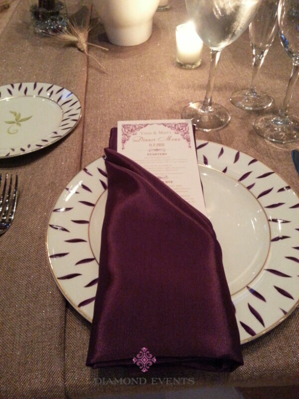 Place setting with menu card